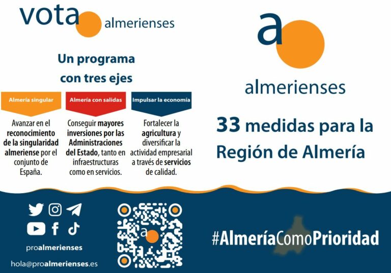 Almerienses presenta un programa electoral para el 23 de julio con tres pilares y 33 medidas
